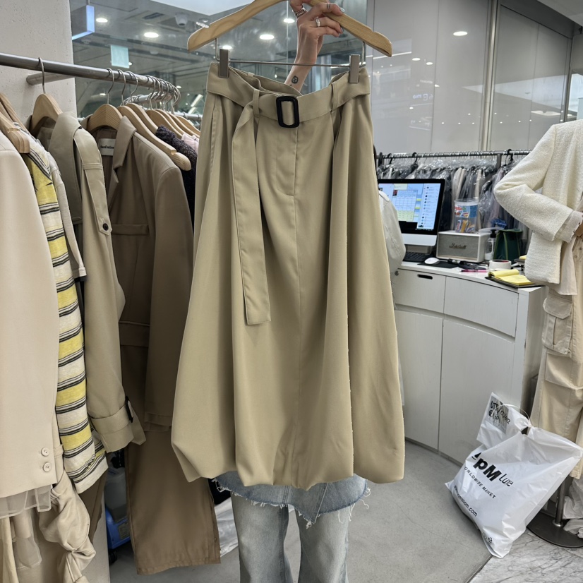 FOUNDATION東大門代購女裝新款推薦熱賣人氣長裙含腰帶棉FOUNDATION長裙圖色2