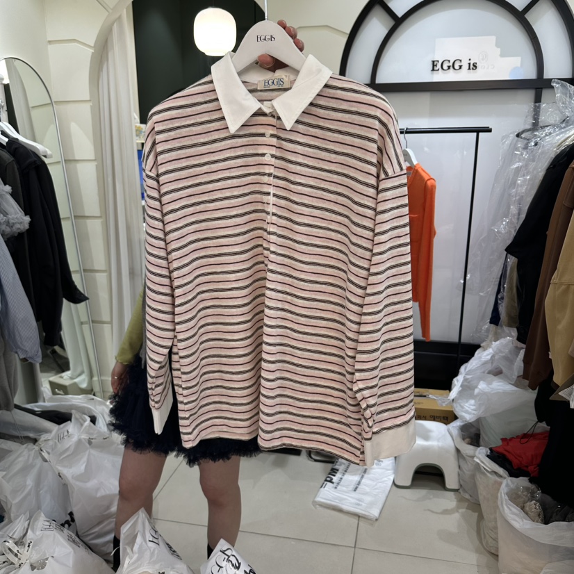 EGG IS東大門實拍女士新款推薦時尚真品休閑人氣長袖T恤EGG IS長袖T恤圖色1