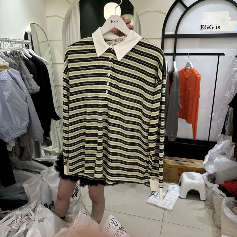 EGG IS東大門實拍女士新款推薦時尚真品休閑人氣長袖T恤EGG IS長袖T恤圖色2