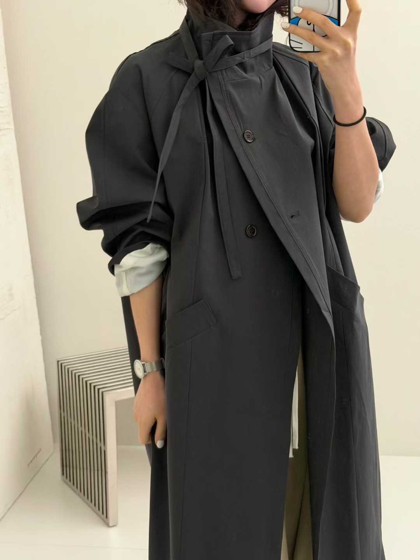 JUNI韓國直郵女裝新品職業休閑人氣時尚真品長款風衣含腰帶my juni長款風衣