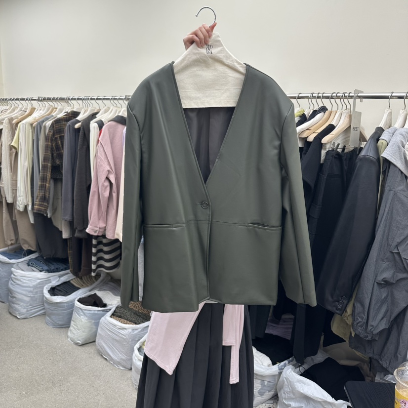 AMOEBA東大門直郵女裝新款26春夏真品時尚職業熱賣夾克皮革AMOEBA夾克圖色1