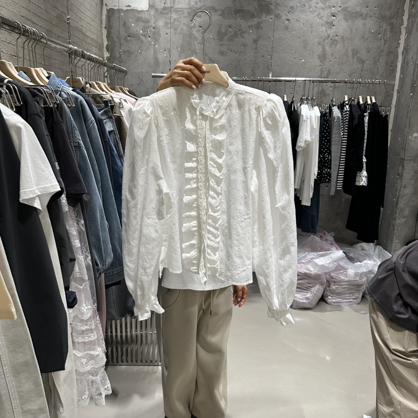 JUNI韓國代購女裝新款職業熱賣人氣推薦時尚休閑襯衫蕾絲衫my juni襯衫/蕾絲衫圖色1