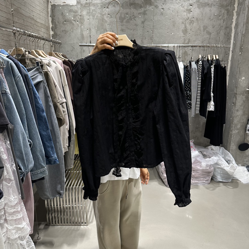 JUNI韓國代購女裝新款職業熱賣人氣推薦時尚休閑襯衫蕾絲衫my juni襯衫/蕾絲衫圖色2