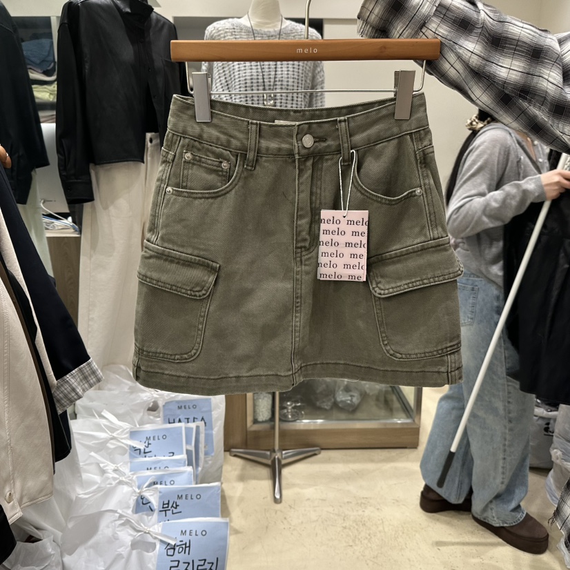 MELO韓國直郵女士新款休閑26春夏熱賣時尚職業推薦短裙口袋MELO短裙圖色1