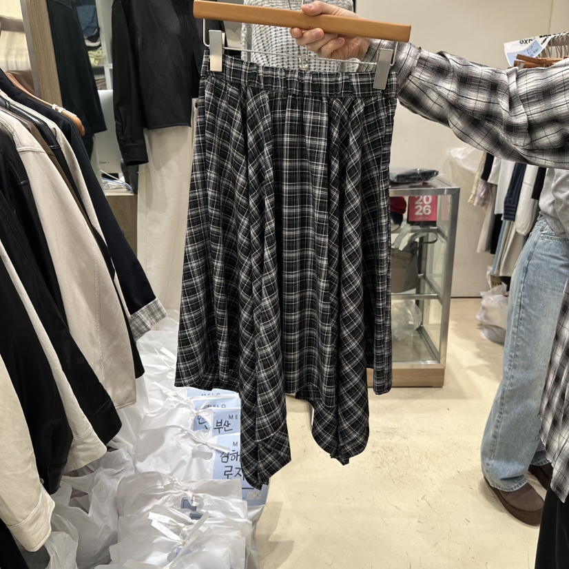 MELO東大門代購女士新款26春夏人氣推薦熱賣休閑長裙格紋MELO長裙