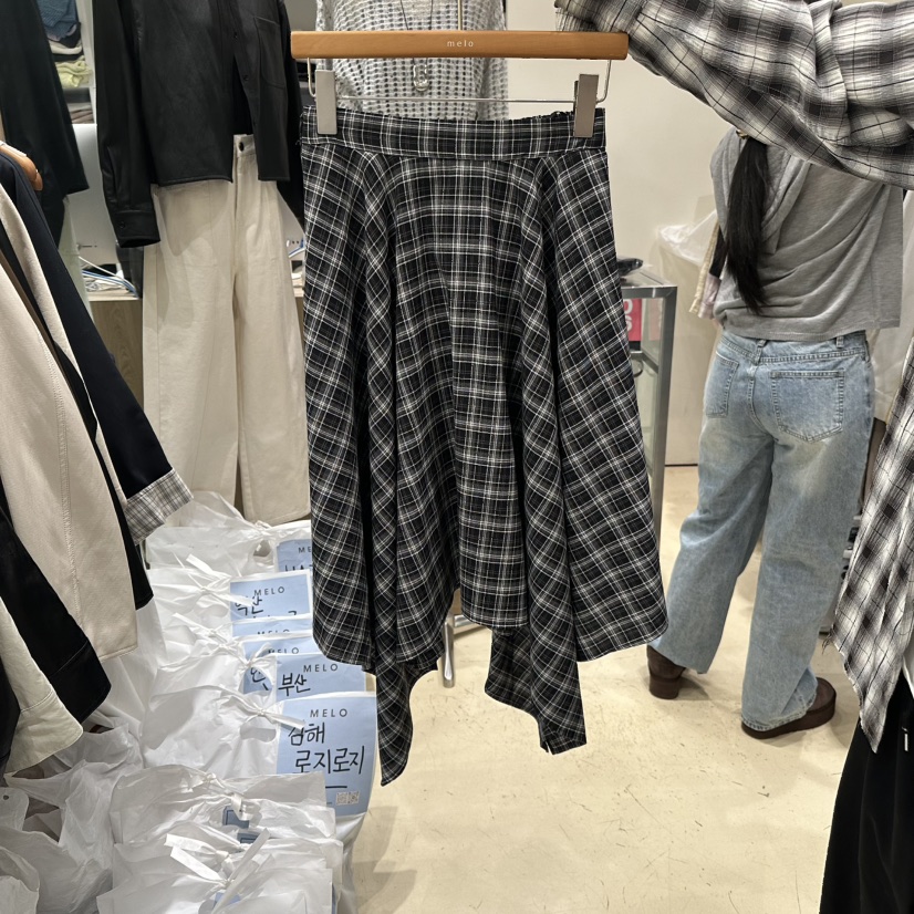 MELO東大門代購女士新款26春夏人氣推薦熱賣休閑長裙格紋MELO長裙圖色1