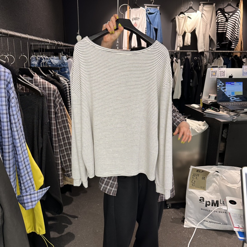 ELF-L東大門代購女士新款人氣熱賣休閑職業真品長袖T恤露肩PROJECT ELF/ELF-L長袖T恤