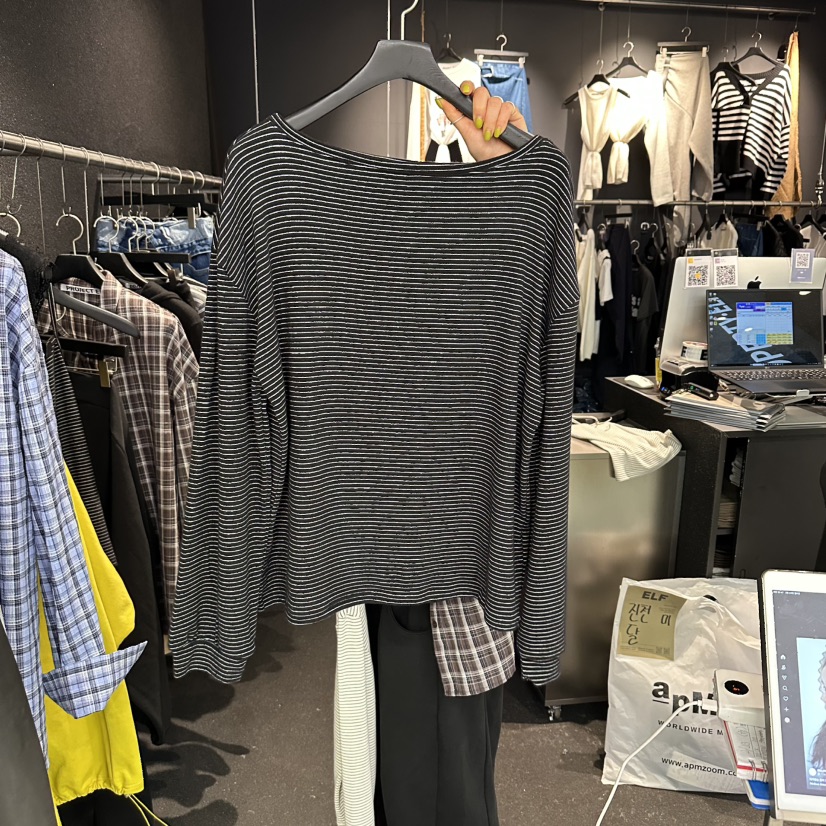 ELF-L東大門代購女士新款人氣熱賣休閑職業真品長袖T恤露肩PROJECT ELF/ELF-L長袖T恤圖色3