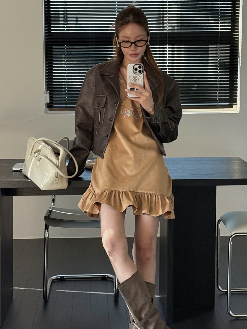 ZEROZERO東大門直郵女裝新品時尚真品休閑熱賣連衣裙麂皮ZEROZERO連衣裙