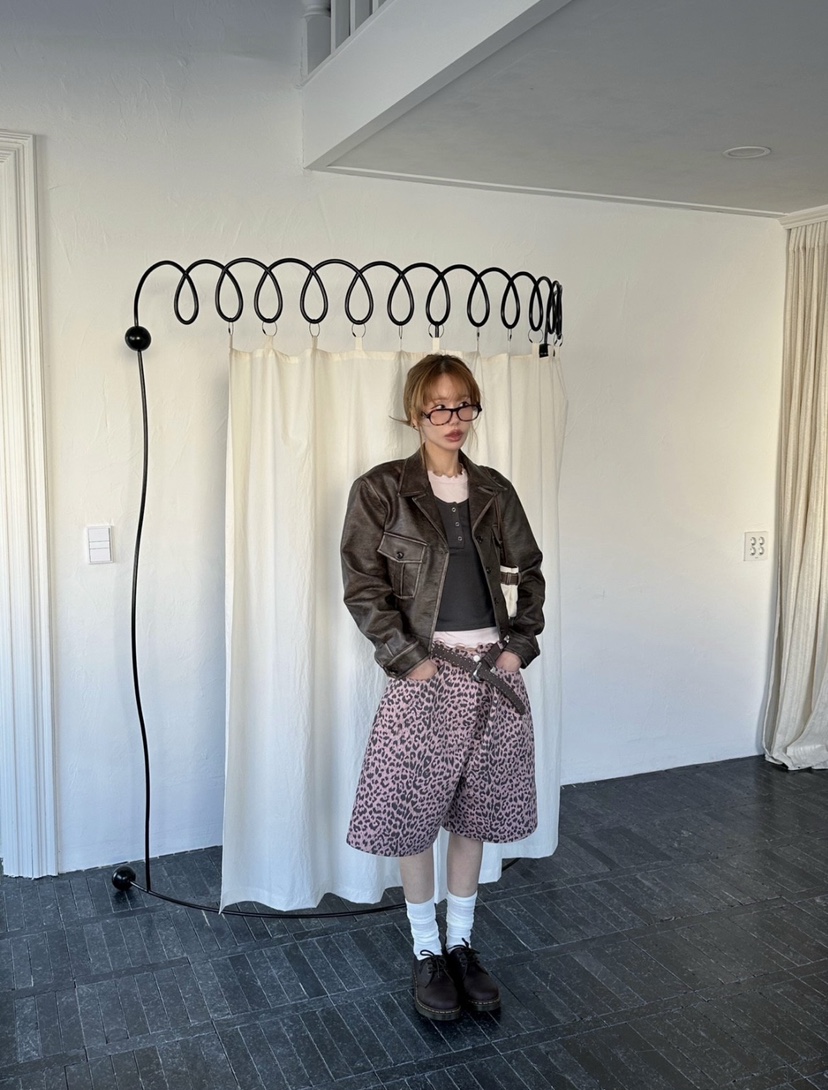 ZEROZERO東大門實拍女裝新品真品熱賣職業短褲不含腰帶豹紋ZEROZERO短褲