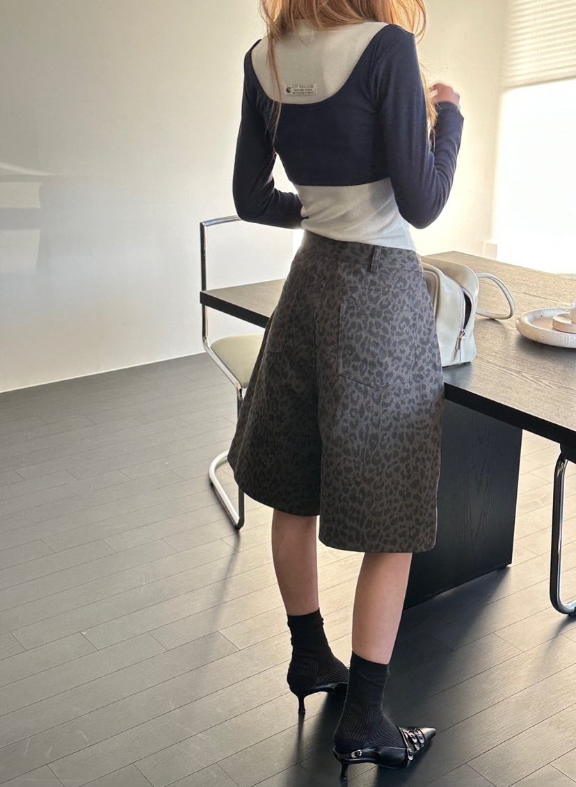 ZEROZERO東大門實拍女裝新品真品熱賣職業短褲不含腰帶豹紋ZEROZERO短褲