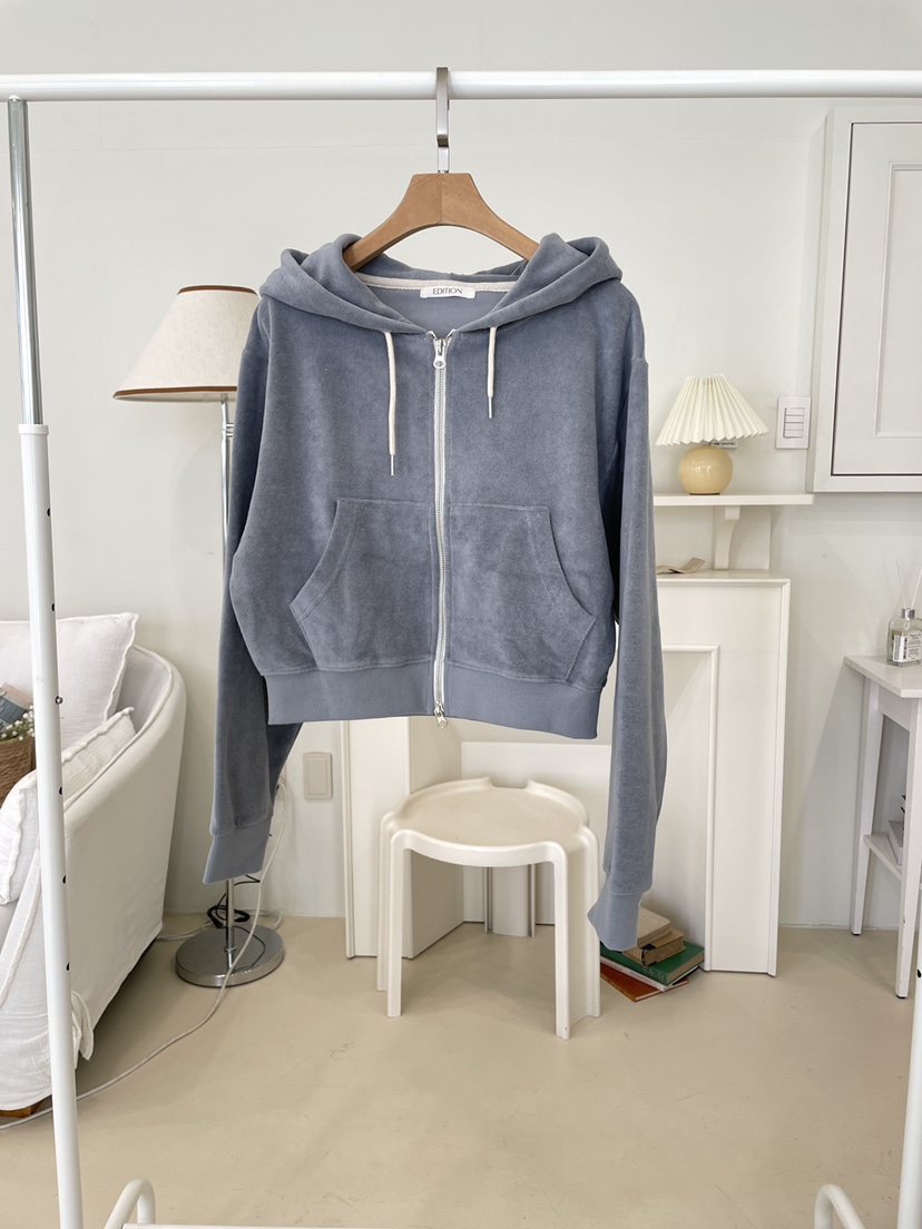EDITION-P韓國代購女裝新品推薦真品夾克連帽拉鏈衫毛圈布EDITION/CHAHEE夾克圖色2