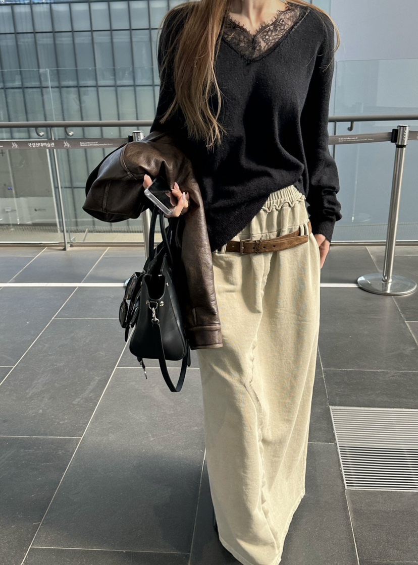 ZEROZERO東大門直郵女士新品熱賣26春夏休閑針織衫V領蕾絲ZEROZERO針織衫