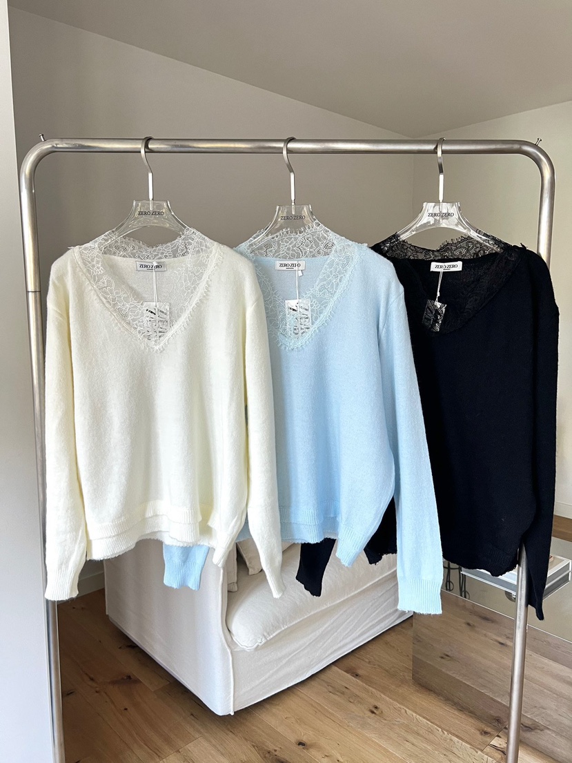 ZEROZERO東大門直郵女士新品熱賣26春夏休閑針織衫V領蕾絲ZEROZERO針織衫