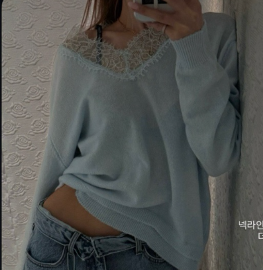 ZEROZERO東大門直郵女士新品熱賣26春夏休閑針織衫V領蕾絲ZEROZERO針織衫圖色3