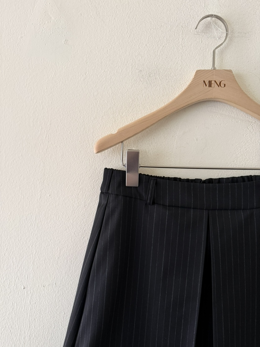 MENG韓國代購女裝新款職業真品熱賣半身裙中短裙褶裥條紋MENG半身裙/中短裙