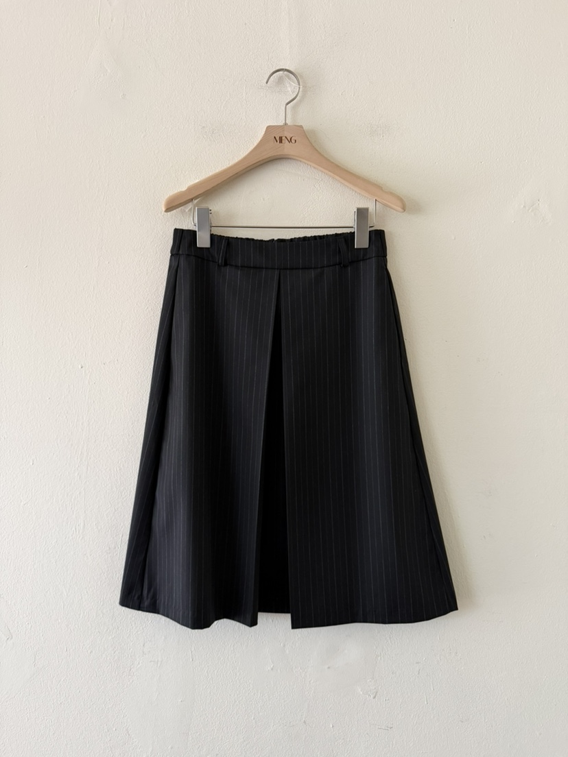 MENG韓國代購女裝新款職業真品熱賣半身裙中短裙褶裥條紋MENG半身裙/中短裙圖色1