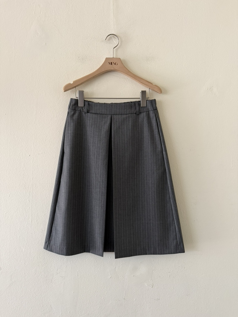MENG韓國代購女裝新款職業真品熱賣半身裙中短裙褶裥條紋MENG半身裙/中短裙圖色2