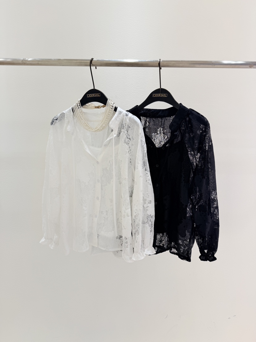 CORAL韓國代購女士新品26春夏職業襯衫蕾絲衫不含配飾蕾絲CORAL襯衫/蕾絲衫