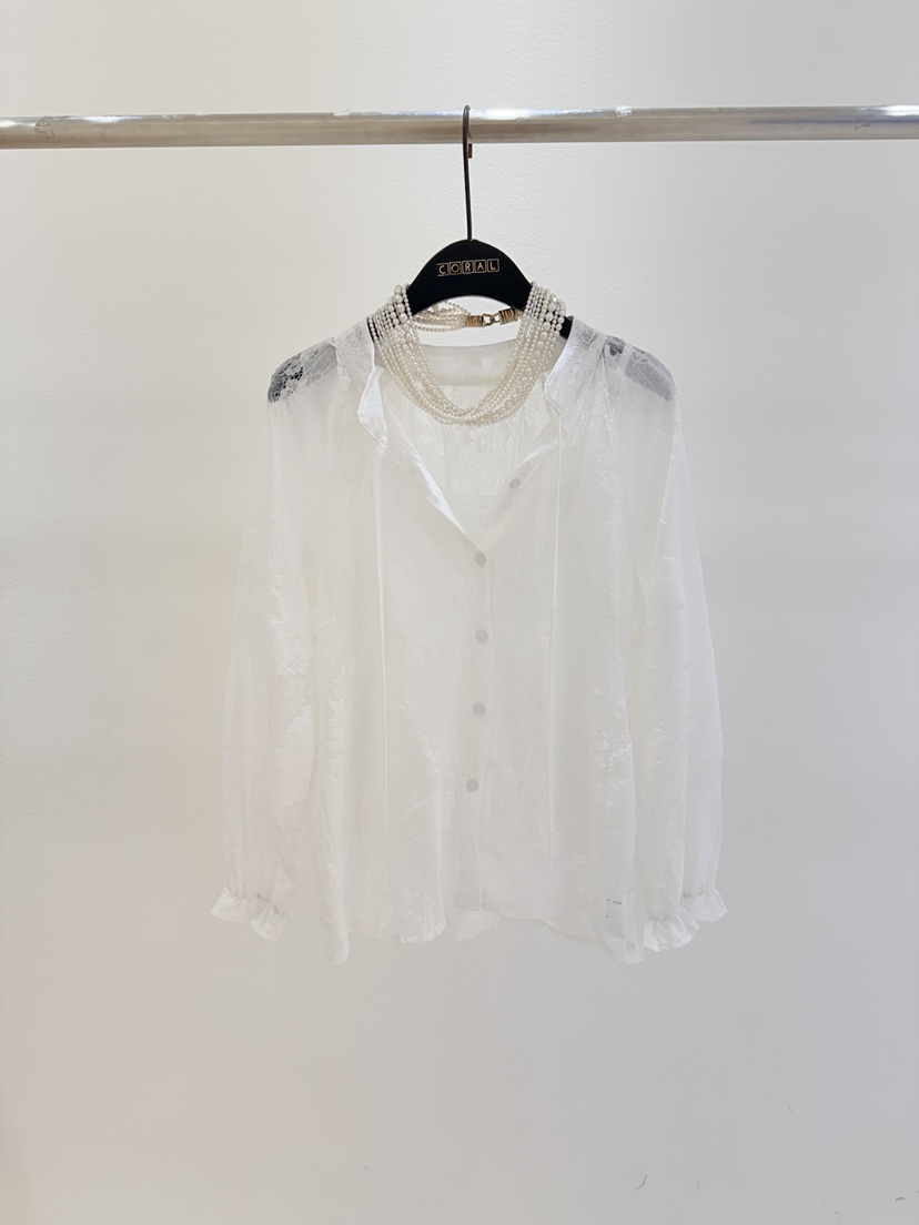 CORAL韓國代購女士新品26春夏職業襯衫蕾絲衫不含配飾蕾絲CORAL襯衫/蕾絲衫圖色1