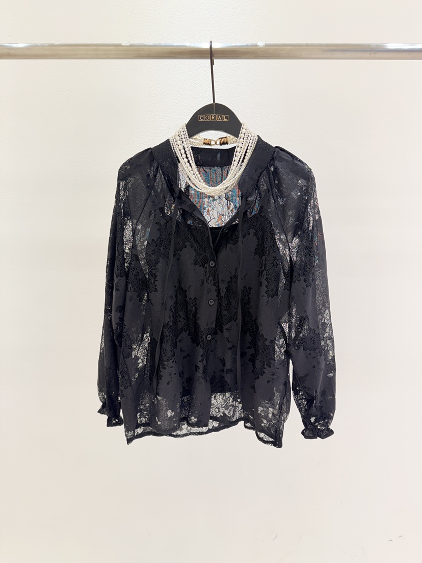 CORAL韓國代購女士新品26春夏職業襯衫蕾絲衫不含配飾蕾絲CORAL襯衫/蕾絲衫圖色2