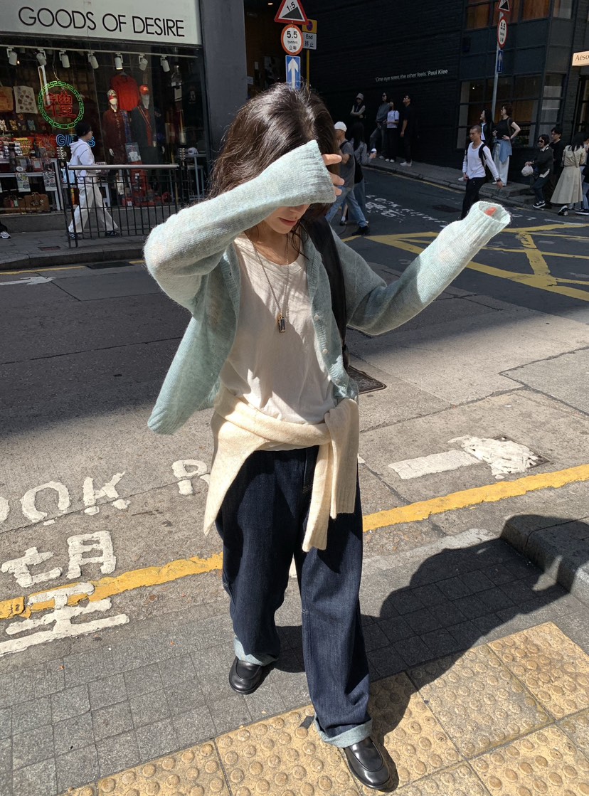 ROMANTICIZE韓國直郵女裝新款推薦真品針織衫馬海毛圓領開衫ROMANTICIZE針織衫