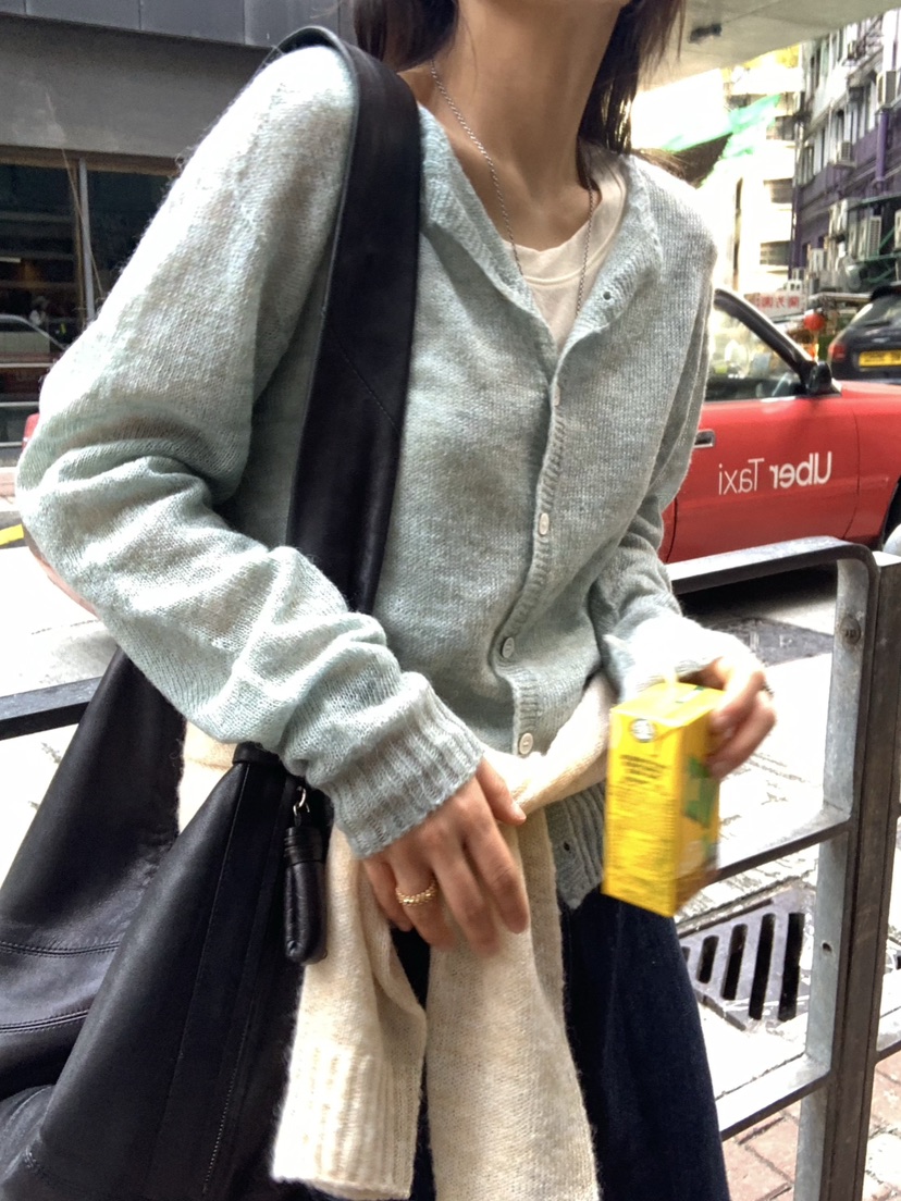 ROMANTICIZE韓國直郵女裝新款推薦真品針織衫馬海毛圓領開衫ROMANTICIZE針織衫