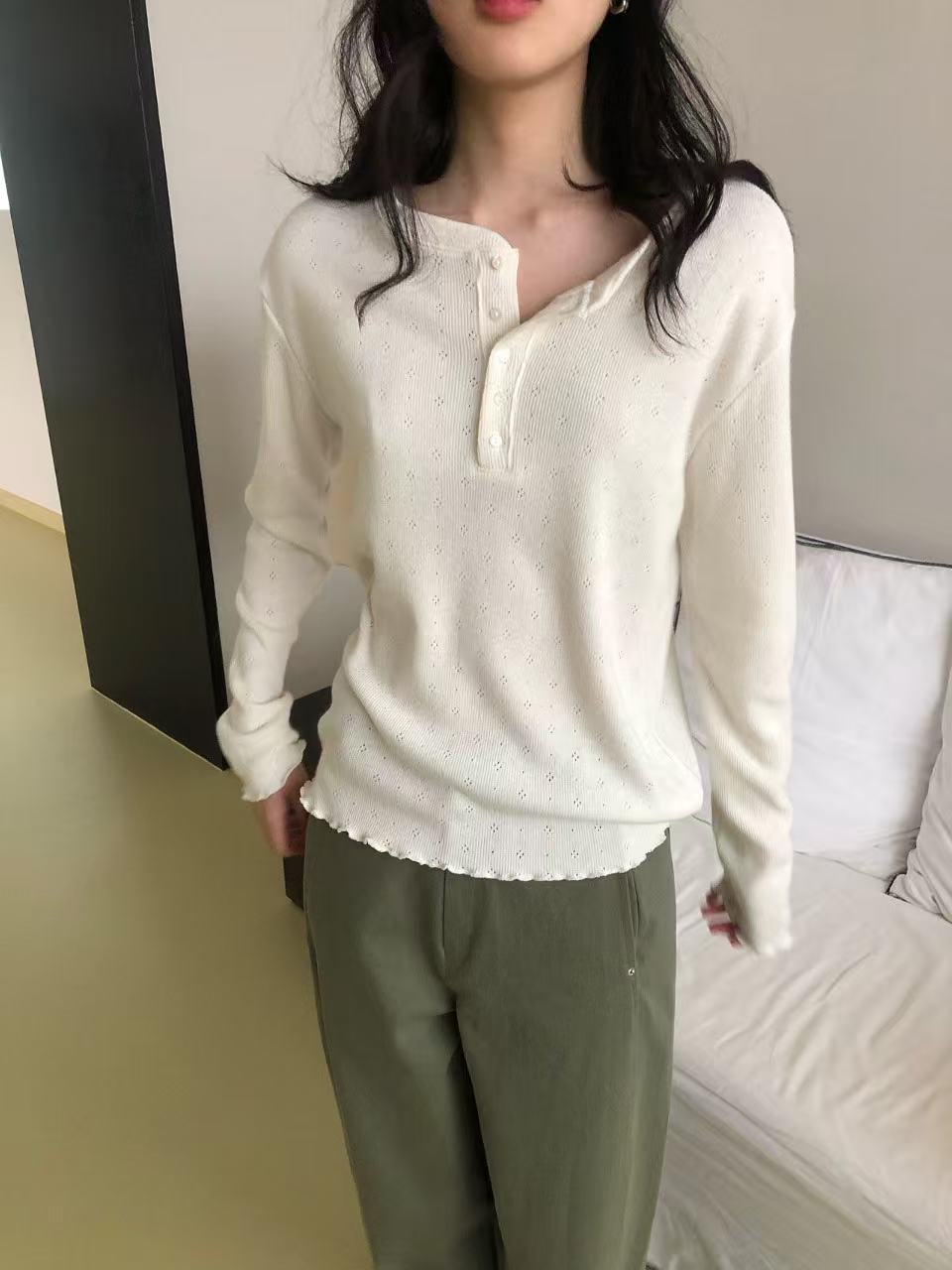 WEATHER東大門實拍女士新款熱賣時尚真品26春夏推薦長袖T恤GOBSLMURI-ot長袖T恤圖色1