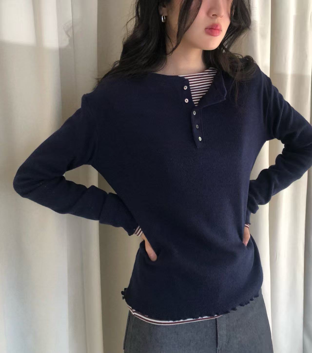 WEATHER東大門實拍女士新款熱賣時尚真品26春夏推薦長袖T恤GOBSLMURI-ot長袖T恤圖色4