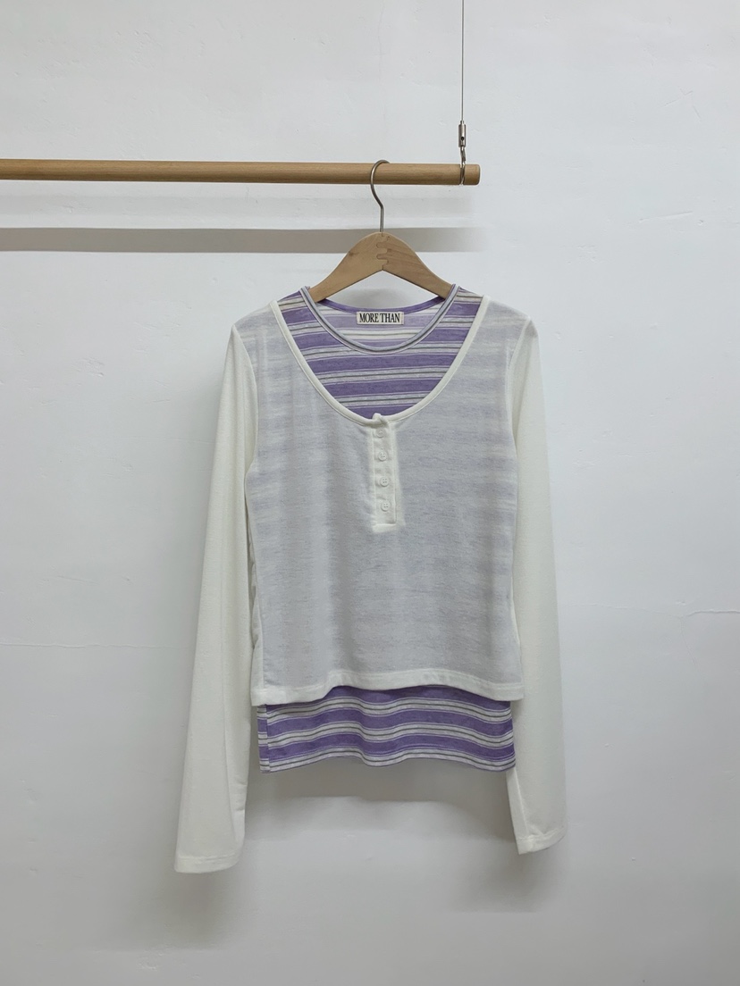 MORE THAN-P韓國代購女裝新品推薦熱賣人氣26春夏長袖T恤MORE THAN長袖T恤圖色1
