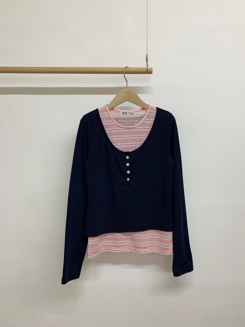 MORE THAN-P韓國代購女裝新品推薦熱賣人氣26春夏長袖T恤MORE THAN長袖T恤圖色3