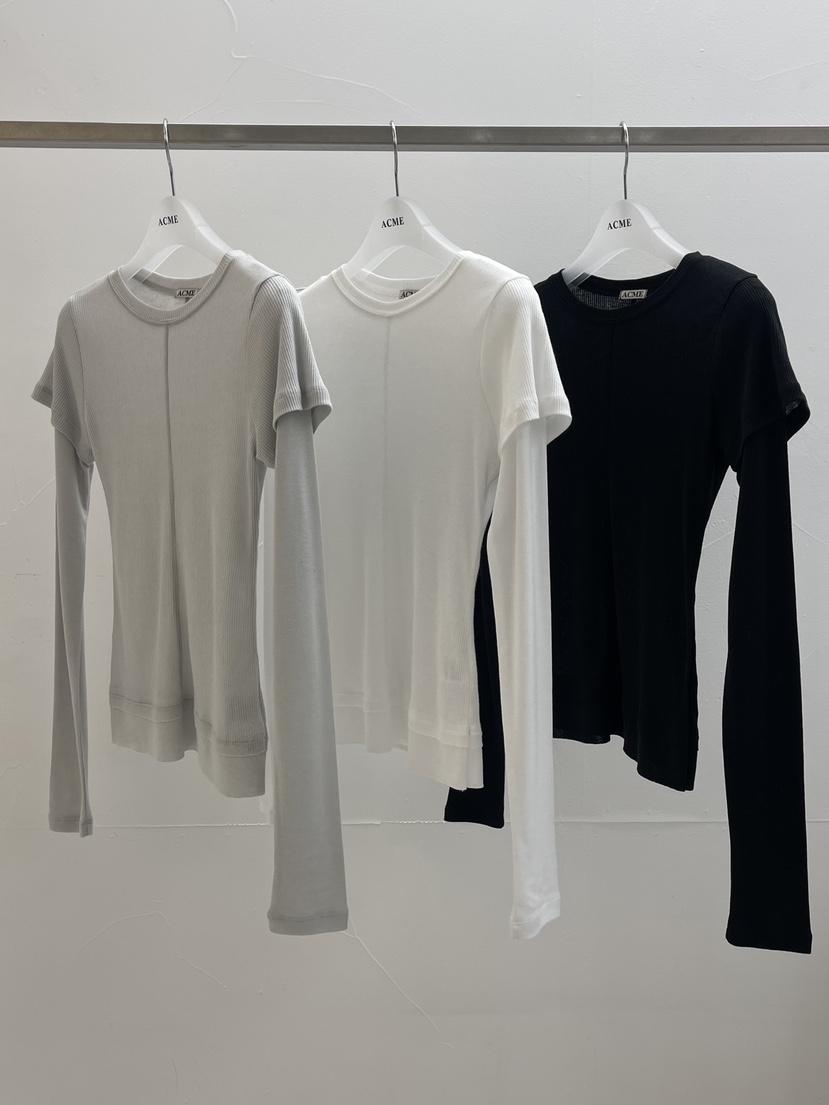 ACME韓國代購女士新品熱賣時尚26春夏真品推薦長袖T恤假兩件ACME長袖T恤