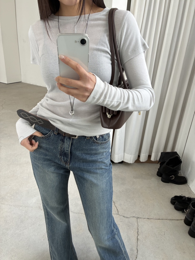 ACME韓國代購女士新品熱賣時尚26春夏真品推薦長袖T恤假兩件ACME長袖T恤