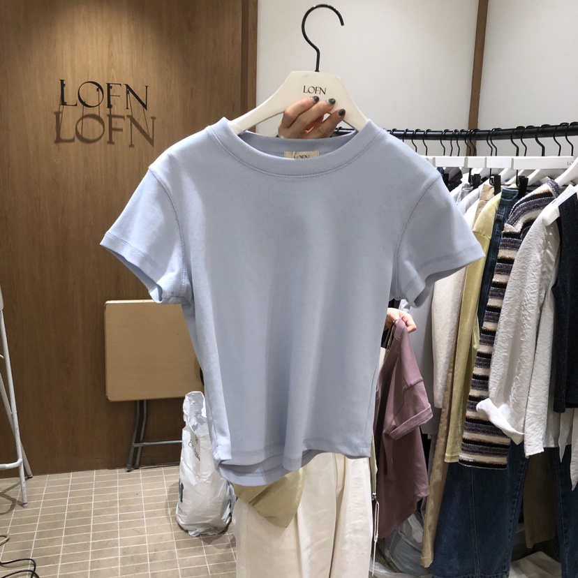 LOFN東大門代購女裝新款26春夏人氣真品時尚休閑T恤不含內搭LOFNT恤圖色2