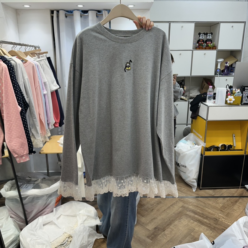 DE LINE東大門代購女士新款職業真品人氣26春夏長袖T恤蕾絲DE LINE長袖T恤圖色3