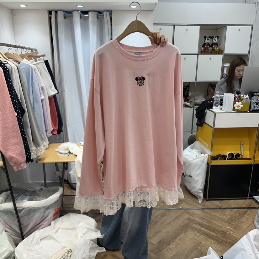 DE LINE東大門代購女士新款職業真品人氣26春夏長袖T恤蕾絲DE LINE長袖T恤圖色4