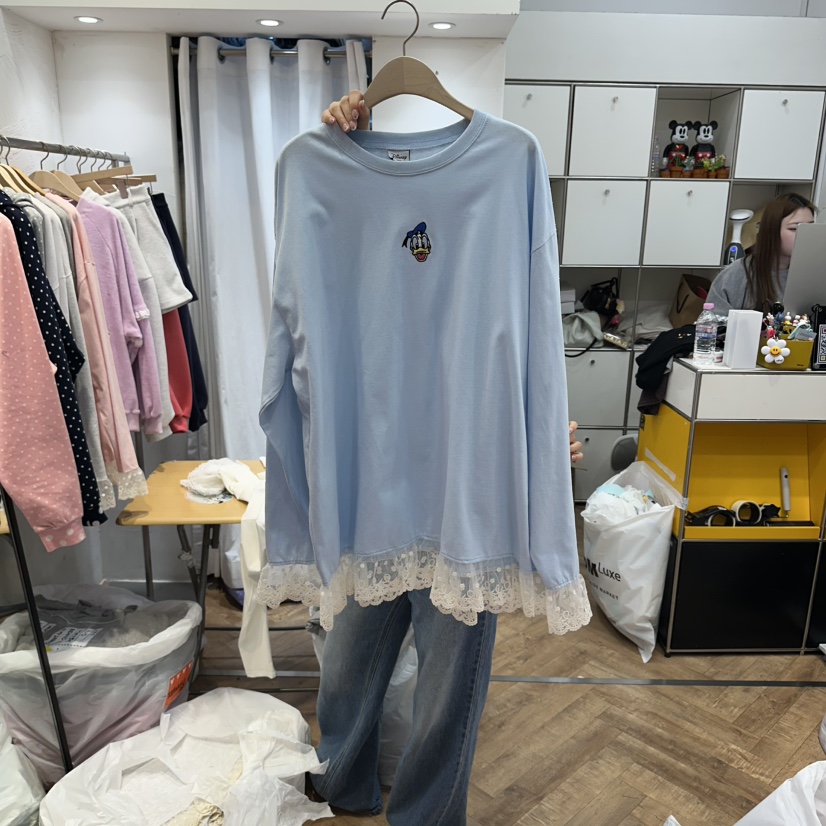 DE LINE東大門代購女士新款職業真品人氣26春夏長袖T恤蕾絲DE LINE長袖T恤圖色5