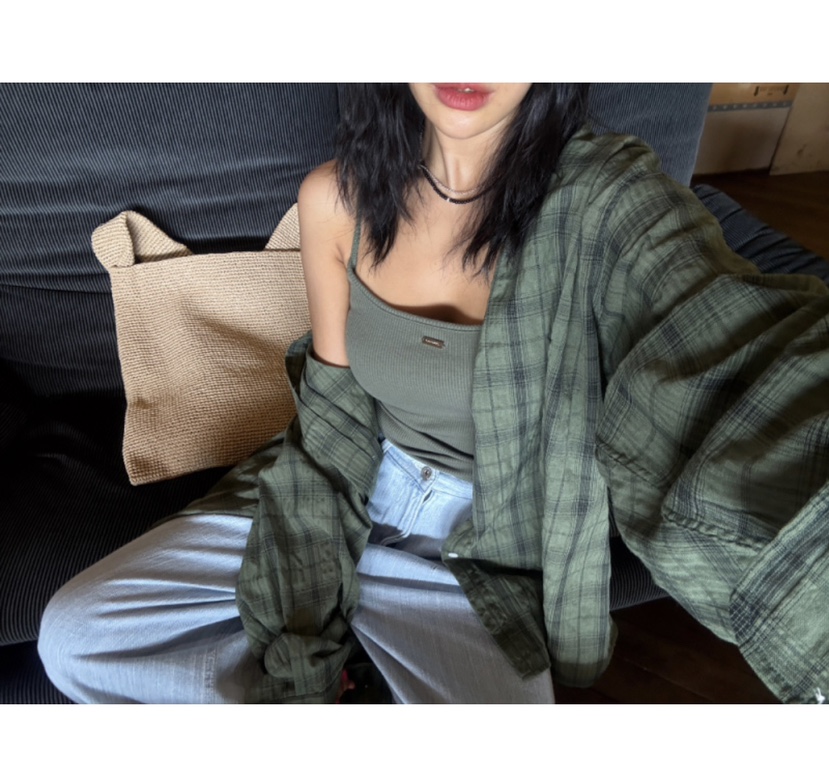 PAIRING韓國代購女士新款休閑時尚真品襯衫蕾絲衫格紋亞麻PAIRING襯衫/蕾絲衫