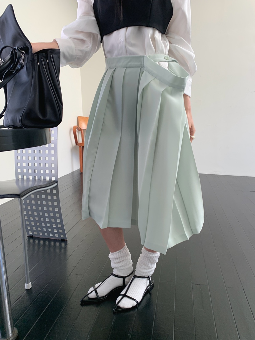 JKICHI韓國直郵女士新款26春夏休閑時尚半身裙中短裙褶皺JKICHI半身裙/中短裙