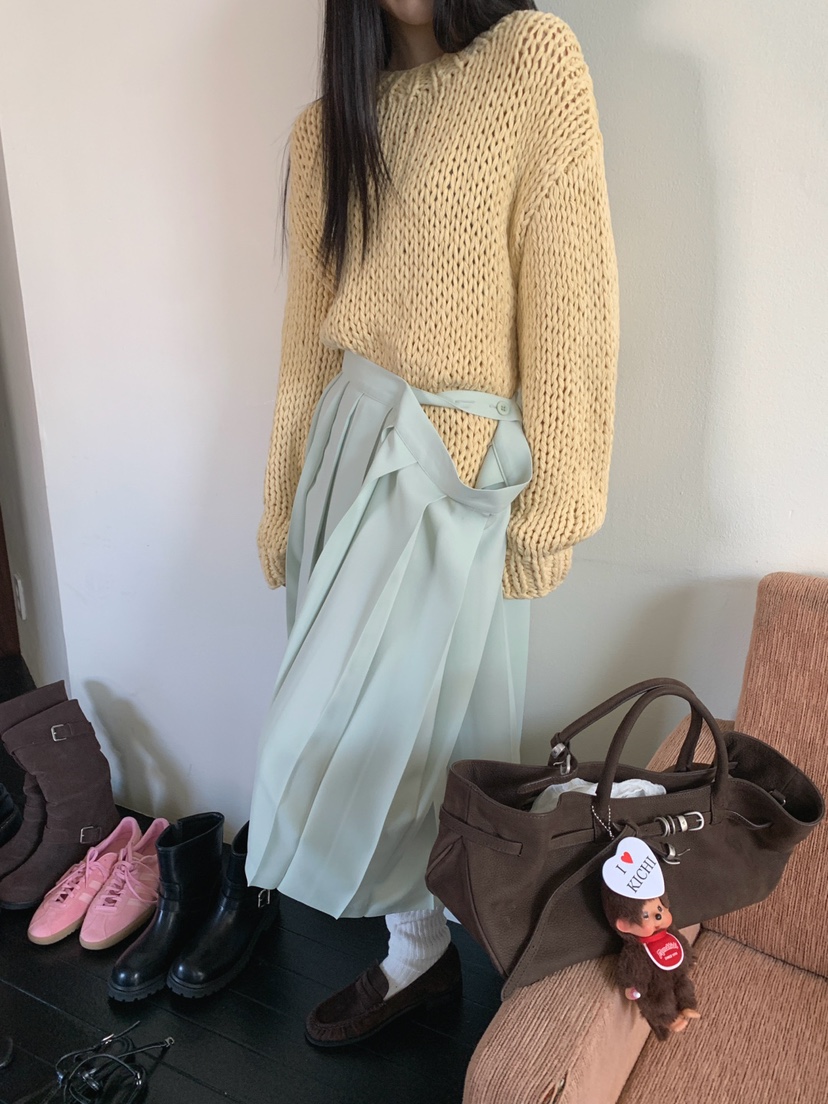 JKICHI韓國直郵女士新款26春夏休閑時尚半身裙中短裙褶皺JKICHI半身裙/中短裙