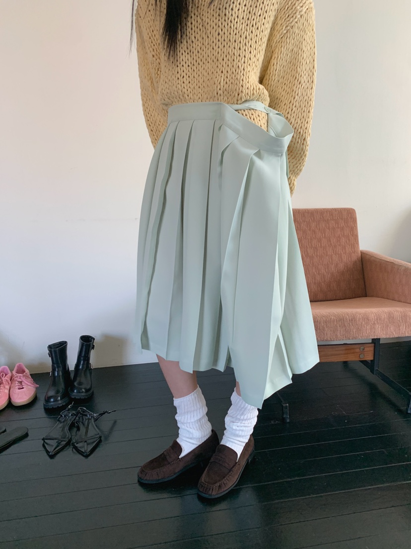 JKICHI韓國直郵女士新款26春夏休閑時尚半身裙中短裙褶皺JKICHI半身裙/中短裙