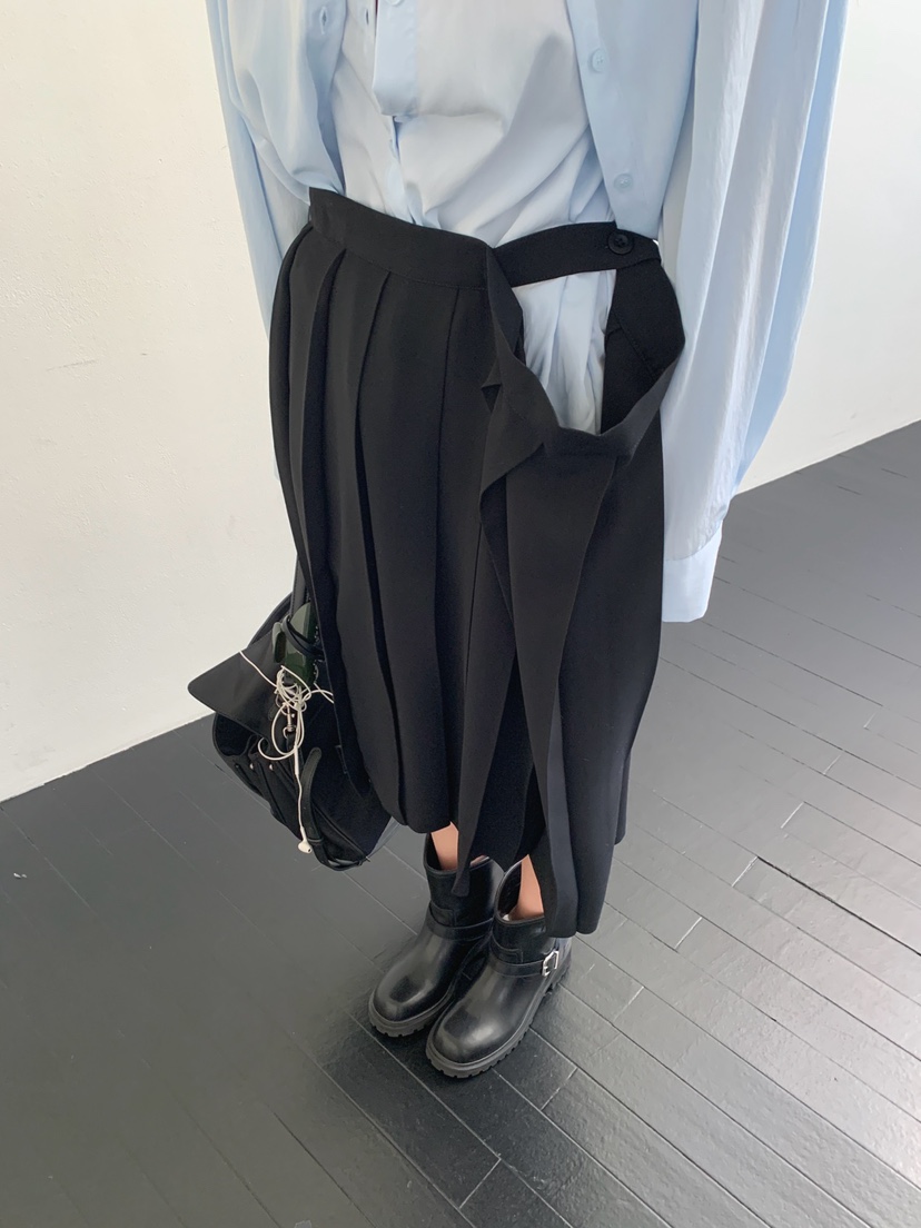 JKICHI韓國直郵女士新款26春夏休閑時尚半身裙中短裙褶皺JKICHI半身裙/中短裙