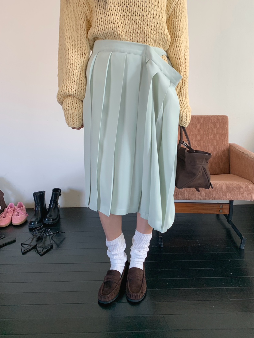 JKICHI韓國直郵女士新款26春夏休閑時尚半身裙中短裙褶皺JKICHI半身裙/中短裙圖色1