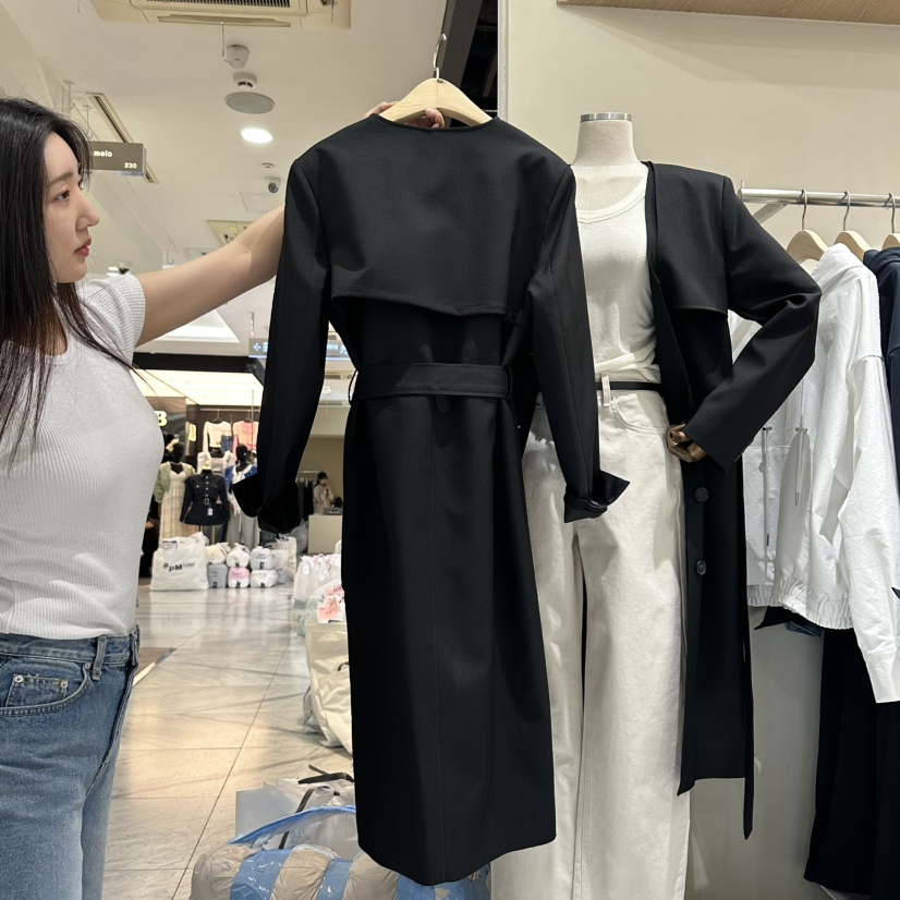 VINTAGE VIBE東大門實拍女裝新品熱賣長款風衣含腰帶長款VINTAGE VIBE長款風衣