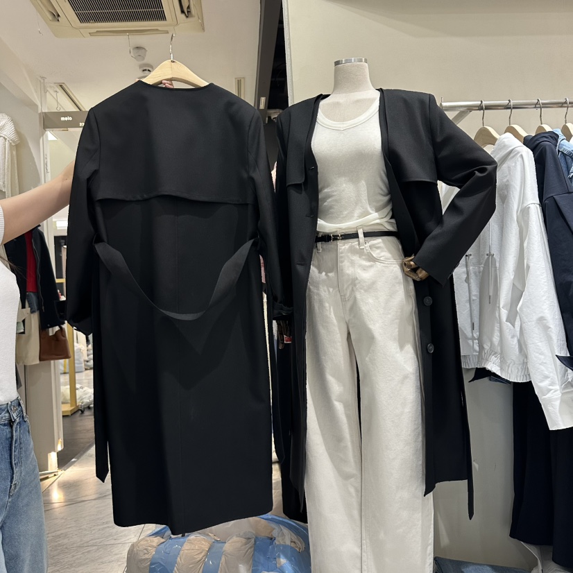 VINTAGE VIBE東大門實拍女裝新品熱賣長款風衣含腰帶長款VINTAGE VIBE長款風衣