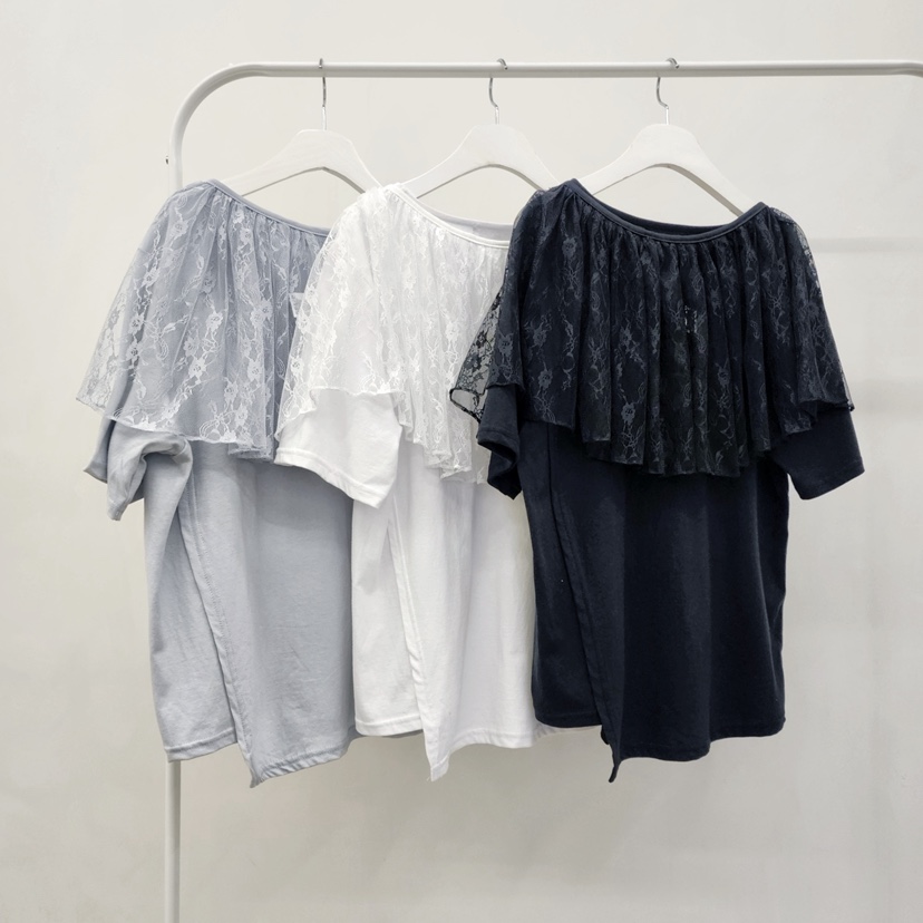 LA BLOOM東大門實拍女裝新品推薦套裝不對稱披肩套裝蕾絲La Bloom套裝