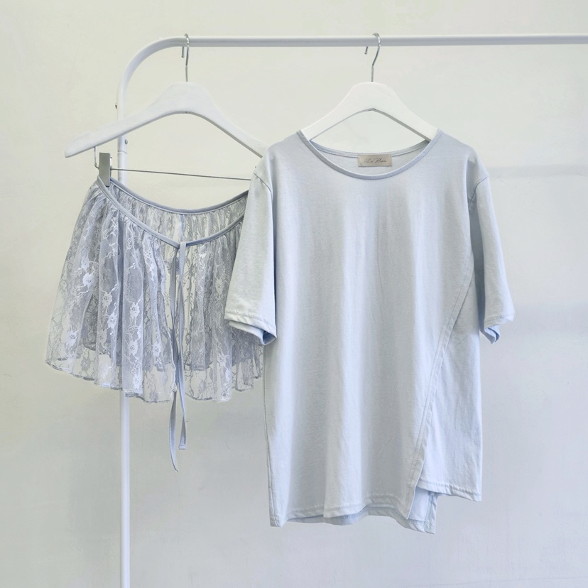 LA BLOOM東大門實拍女裝新品推薦套裝不對稱披肩套裝蕾絲La Bloom套裝圖色2