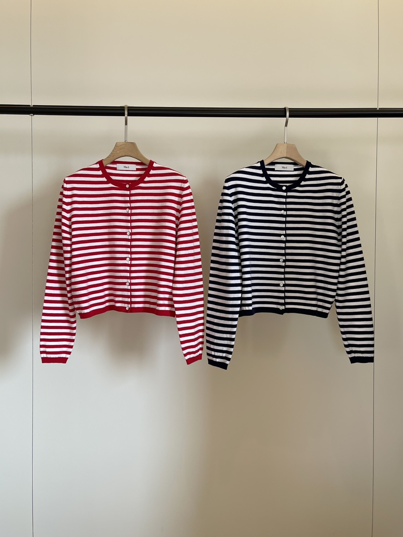 THE MUI韓國直郵女士新品推薦真品26春夏針織衫開衫條紋THE MUI針織衫