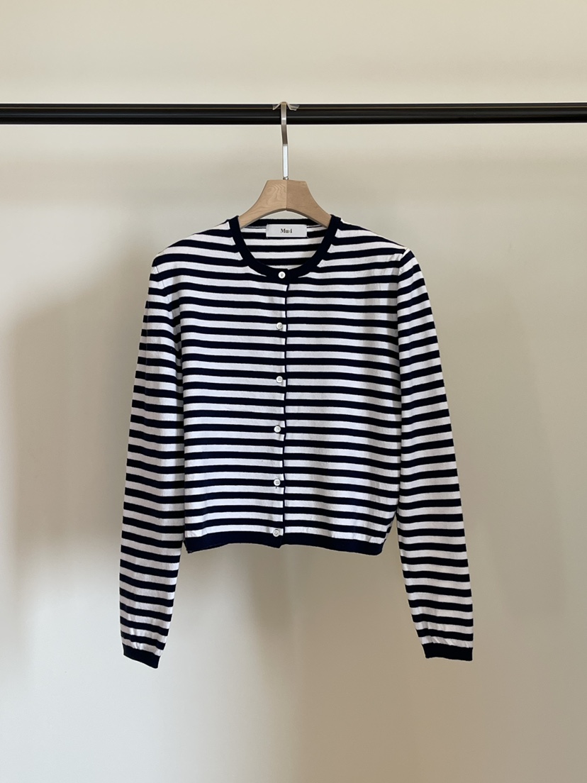 THE MUI韓國直郵女士新品推薦真品26春夏針織衫開衫條紋THE MUI針織衫圖色1