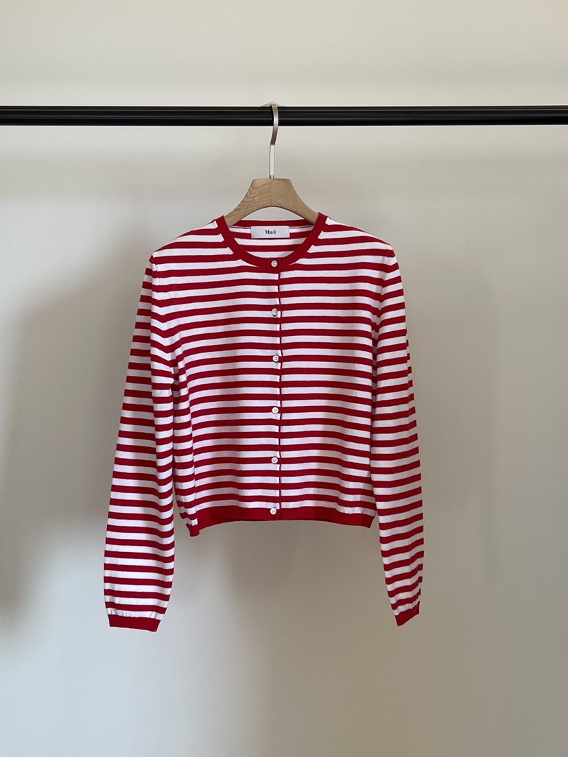 THE MUI韓國直郵女士新品推薦真品26春夏針織衫開衫條紋THE MUI針織衫圖色2